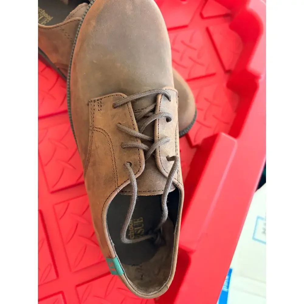 School Issue Brown Leather Oxford Shoes Youth Size 3.5W Uniform Lace Up